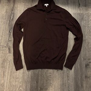 Mens Reiss Burgundy 100% Merino Wool Polo Sweater